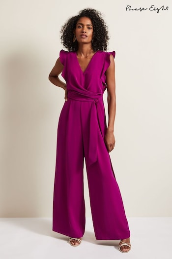 Phase Eight Purple Petite Ayla Ruffle Jumpsuit (B80403) | £139