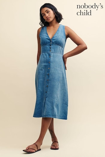 Nobodys Child Blue Denim Sandra Plain Midi Dress (B80425) | £65