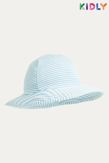 KIDLY Blue Seersucker Floppy Swim Hat (B80452) | £16