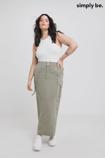 Simply Be Green Plush Cargo Tech Skirt (B80530) | £35