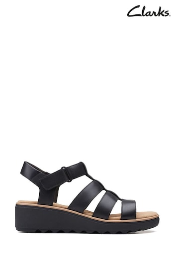 Clarks Black Leather Jillian Quartz Sandals deal (B80581) | £65