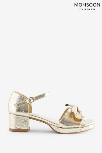 Monsoon Gold Bow Platform Sandals (B80619) | £33 - £35