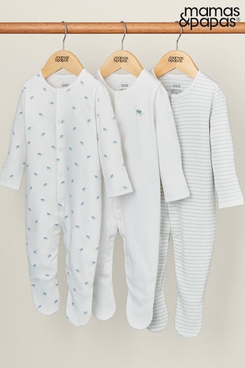 Mamas & Papas Blue Turtle Sleepsuits 3 Pack (B80651) | £20