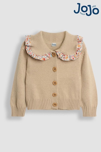 JoJo Maman Bébé Natural Frill Collar Cardigan (B80671) | £26