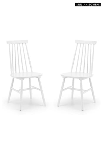Julian Bowen Set of 2 White Alassio Spindle Back Dining Chairs (B80739) | £170