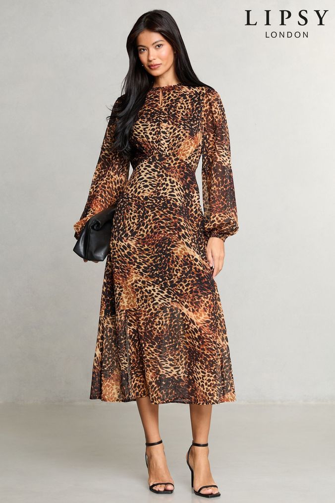 Lipsy leopard print jacquard shirt dress top