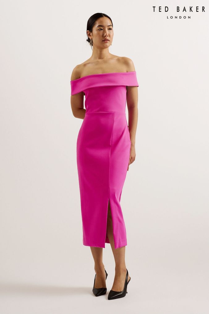 Buy Women s Ted Baker Yumi Midi Occasionwear Short Sleeve Plain Dresses Online ParallaxShops