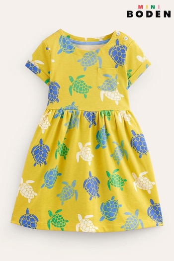 Boden Yellow Short Sleeved Fun Jersey Dress (B80885) | £21 - £23