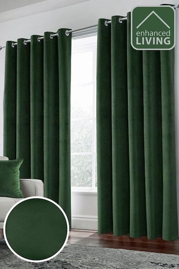 Enhanced Living Green Thermal Blackout Hampton Readymade Curtains (B80905) | £75.75 - £131.10