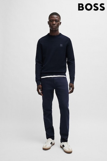 BOSS Blue Logo-Patch Sweater In Cotton And Cashmere (B80909) | £119