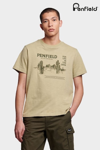 Penfield Mens Relaxed Fit Green Reverence Print T-Shirt (B80967) | £30