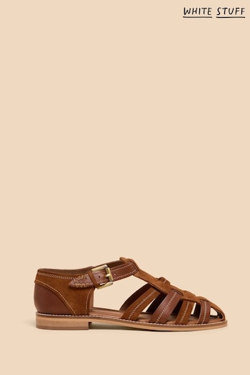 White Stuff Brown Floral Leather Fisherman Sandals Star (B81121) | £65