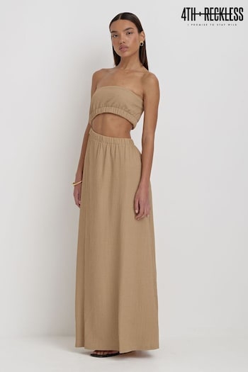 4th & Reckless Brown Angie Crinkle Jersey Maxi Dress (B81171) | £48