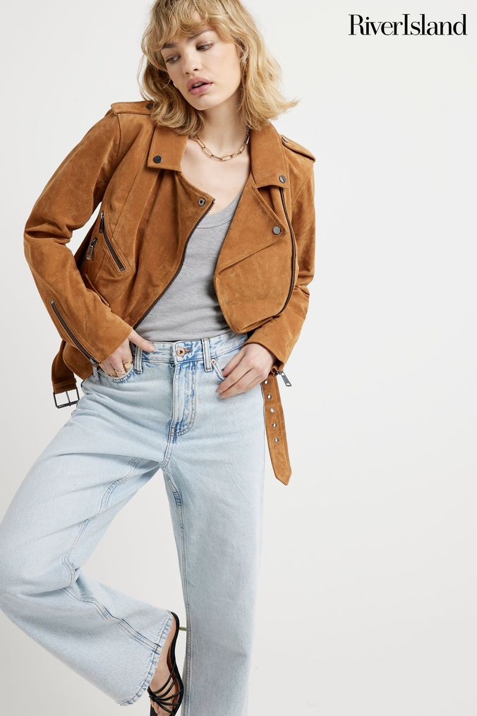 Ladies leather jackets river island clearance