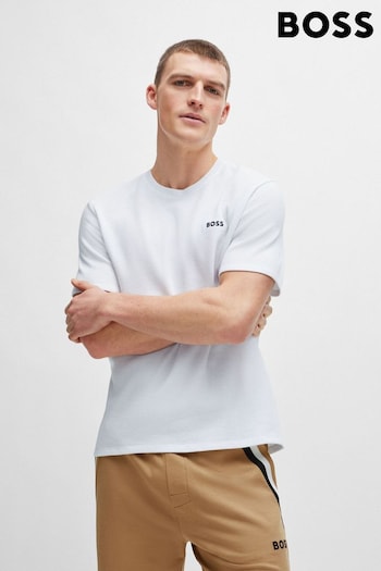 BOSS White Cotton-Blend Pyjama T-Shirt With Embroidered Logo (B81284) | £39
