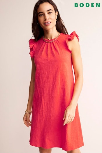 Boden Red Georgina Pom Ruffle Dress (B81328) | £50