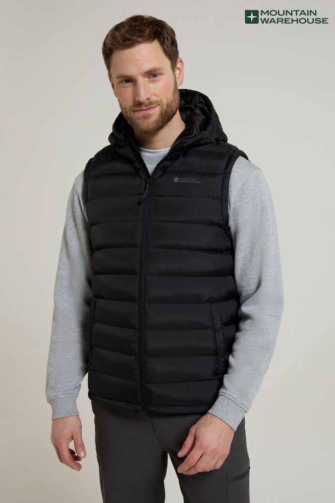 Mens hooded gilet sale clearance