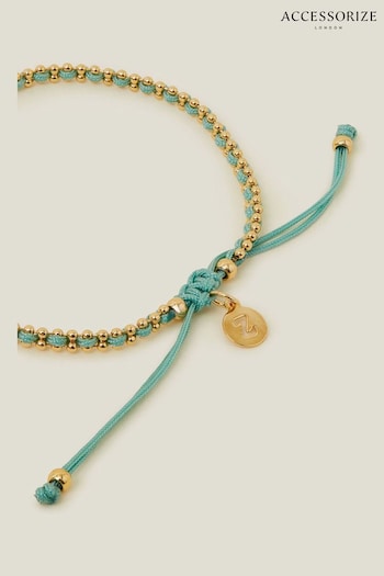 Accessorize Green 14ct Gold Plated Friendship Bracelet (B81529) | £18