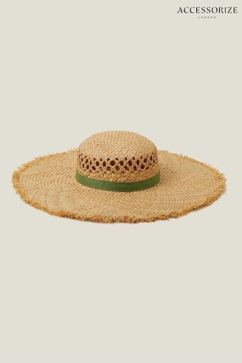 Accessorize Natural Raw Edge Woven Hat (B81545) | £25