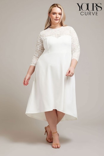 YOURS LONDON Curve White Lace Sweetheart Dress (B81560) | £47