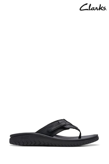 Clarks Black Leather Wesley Sun Sandals (B81588) | £45