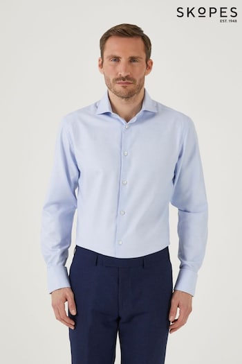 Skopes Blue Tailored Fit Double Cuff Dobby Shirt (B81645) | £49