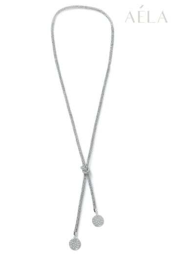 Aela Silver Tone Stone Tube Lariat Necklace (B81665) | £16.50