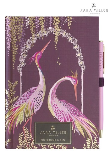 Sara Miller Purple Haveli Garden B6 Notebook And Pen (B81675) | £18
