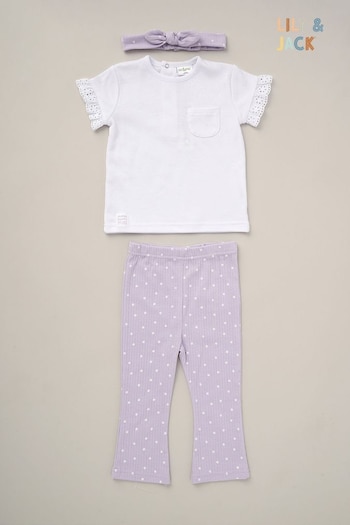 Lily & Jack Purple Top Flared PACCBET Leggings And Headband Outfit Set 3 Piece (B81682) | £18