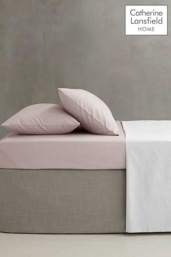 Catherine Lansfield Blush Pink Percale 180 Thread Count Extra Deep Fitted Sheet (B81718) | £14 - £18