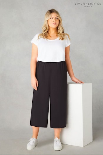 Live Unlimited Curve Black Pull-On Cropped colour-block Trousers (B81738) | £49