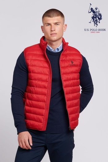 U.S. intarsia-knit Polo Assn. Mens Bound Quilted Gilet (B81872) | £80