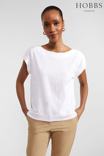 Hobbs Alycia Slub White T-Shirt (B81907) | £39