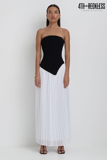 4th & Reckless White HILDA Pleated Maxi Skirt (B81999) | £45