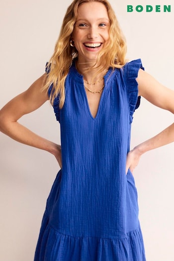 Boden Blue Daisy Double Cloth Short Dress (B82121) | £75