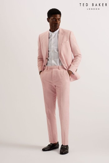 Ted Baker Pink Damaskt Slim Cotton Linen Trousers (B82126) | £100