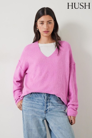 Hush Pink Carinda V-Neck Knitted Jumper (B82168) | £69