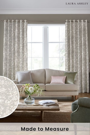 Laura Ashley Dove Grey Heledd Blooms Made to Measure Curtains (B82178) | £91