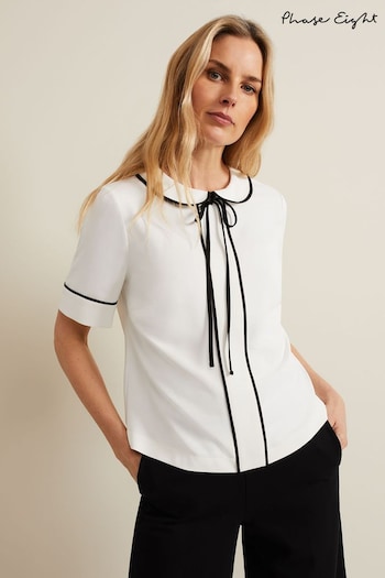 Phase Eight Cream Carys Contrast Piping Blouse (B82204) | £69