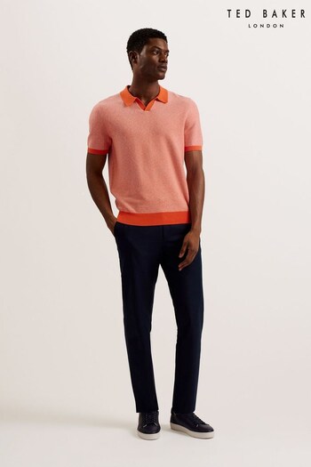 Ted Baker Orange Wulder Regular Short Sleeve Open Neck Polo Shirt (B82292) | £85