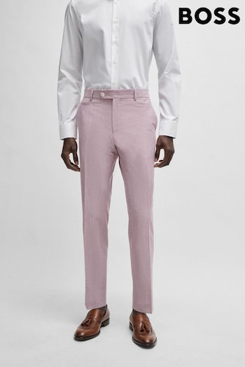 BOSS Pink Slim-Fit Trousers In A Micro-Patterned Cotton Blend (B82375) | £189