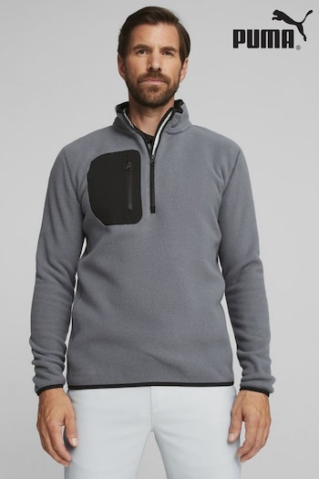 Puma Grey Mens Golf Quarter-zip Fleece Top (B82377) | £75