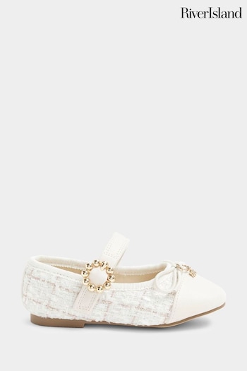 River Island Cream Girls Boucle Ballerinas (B82381) | £18