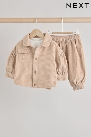 Neutral Baby Shirt And Trousers 100% Cotton Set 3 Piece (0mths-2yrs) (B82532) | £24 - £26