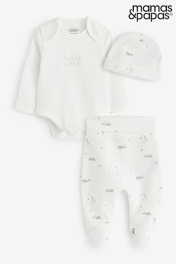 Mamas & Papas Welcome To The World My First Outfit White Bodysuit 3 Piece Set (B82649) | £25