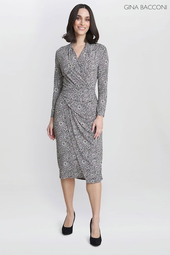 Gina Bacconi Grey Janet Jersey Wrap Dress (B82663) | £130
