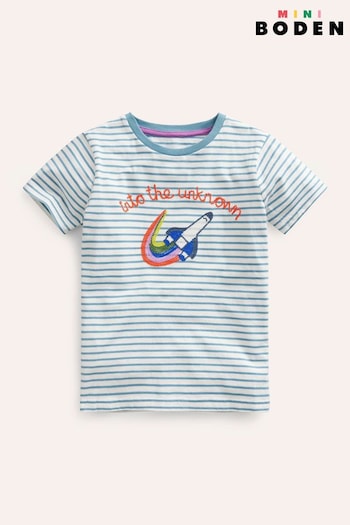 Boden Blue Embroidered Graphic T-Shirt (B82707) | £19 - £21