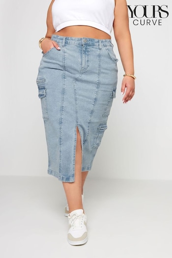 Yours Curve Blue Maxi Zip Skirt (B82815) | £31