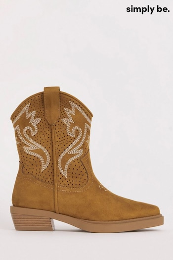 Simply Be Natural Extra Wide Fit Laser Cut Western Ankle Boots (B82939) | £50