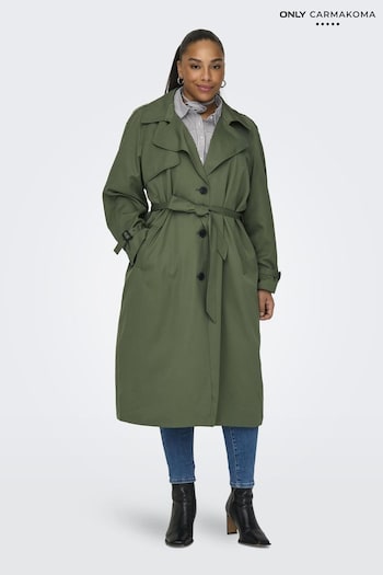 ONLY Curve Green Tie Waist Trench Coat (B82951) | £65
